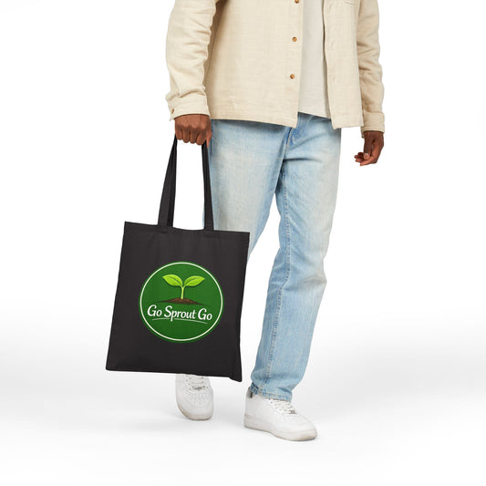 Go Sprout Go Cotton Tote Bag - Eco-Friendly Reusable Grocery & Farmers Market Bag