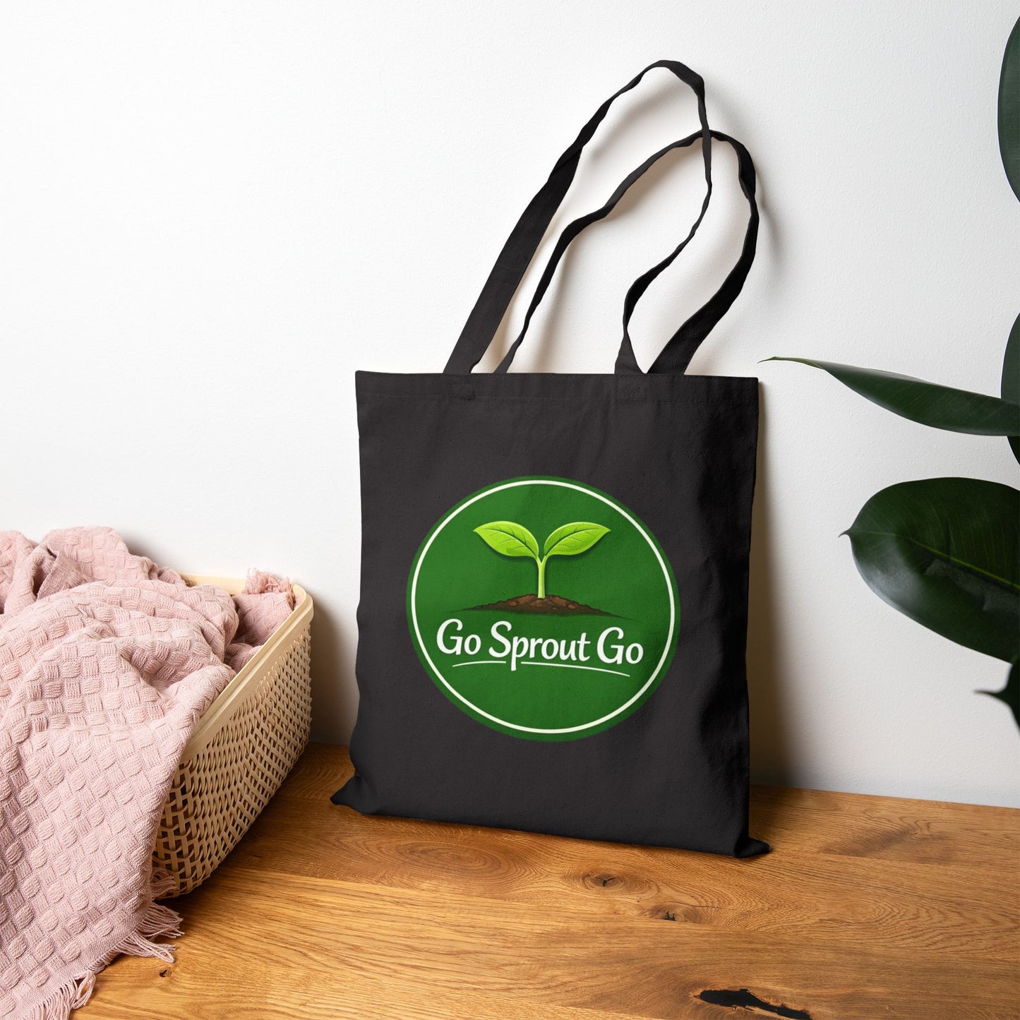 Go Sprout Go Cotton Tote Bag - Eco-Friendly Reusable Grocery & Farmers Market Bag