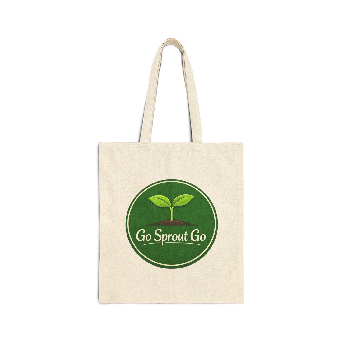 Go Sprout Go Cotton Tote Bag - Eco-Friendly Reusable Grocery & Farmers Market Bag