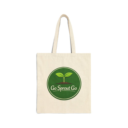 Go Sprout Go Cotton Tote Bag - Eco-Friendly Reusable Grocery & Farmers Market Bag