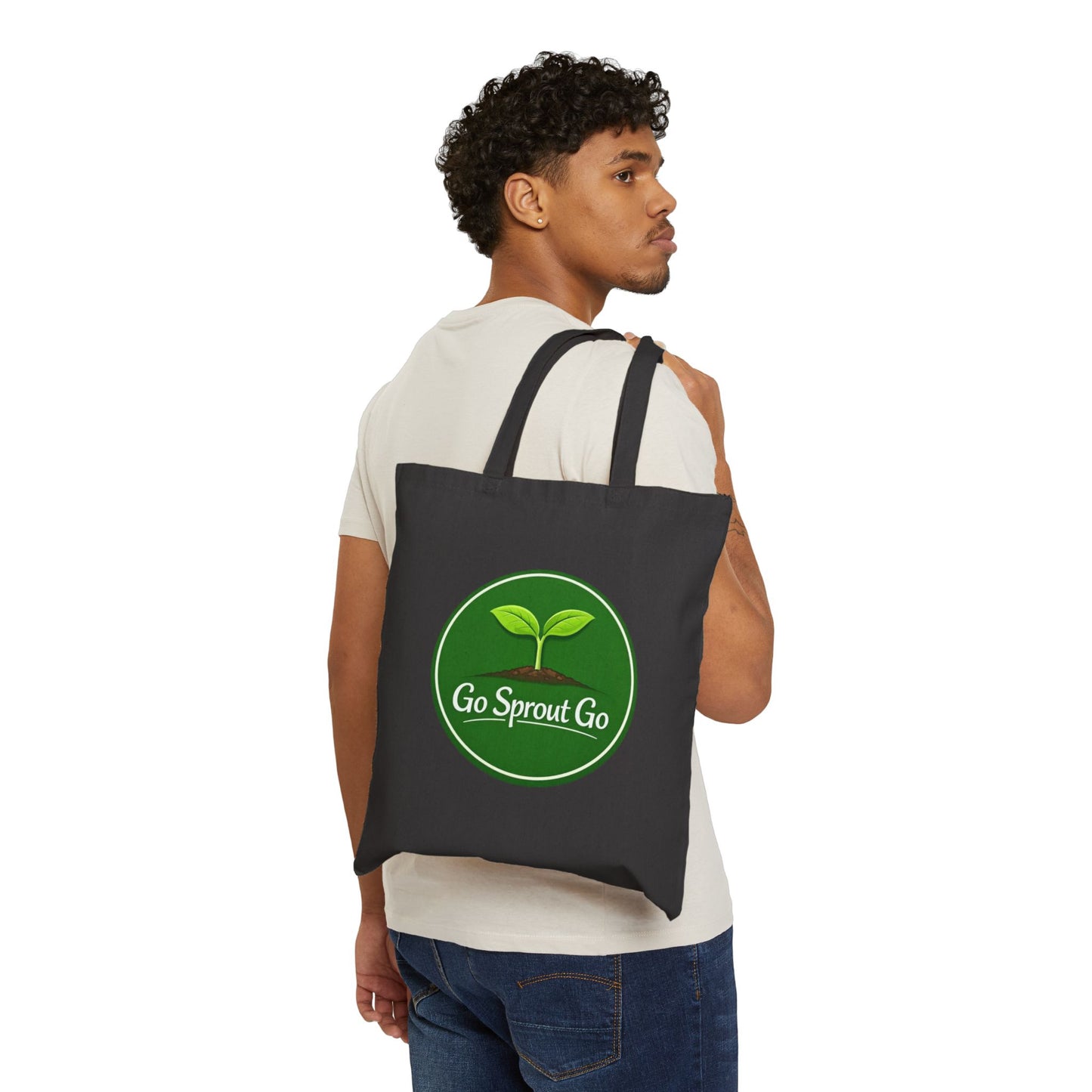 Go Sprout Go Cotton Tote Bag - Eco-Friendly Reusable Grocery & Farmers Market Bag