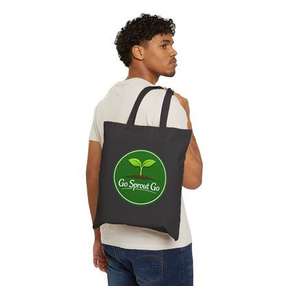 Go Sprout Go Cotton Tote Bag - Eco-Friendly Reusable Grocery & Farmers Market Bag