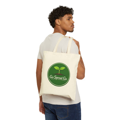 Go Sprout Go Cotton Tote Bag - Eco-Friendly Reusable Grocery & Farmers Market Bag